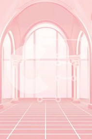 Intra Συλλεκτικό Ξύλινο Παζλ Plywood  4mm - Κενό ροζ δωμάτιο με καμάρες και δάπεδο με πλακάκια Σε Ξύλινο Κουτί - Διαστάσεις Puzzle: 10x10 cm – 25 κομμάτια