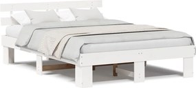 vidaXL Σκελετός Κρεβατιού Λευκό 150 x 200 cm Στερεά ξυλεία πεύκου