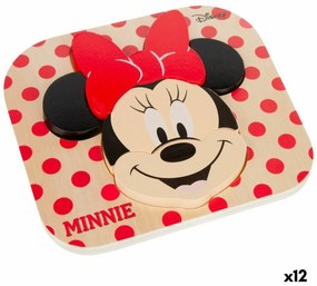 Ξύλινο Παιδικό Παζλ Disney Minnie Mouse + 12 Μηνών 6 Τεμάχια (12 Μονάδες)