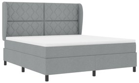 vidaXL Κρεβάτι Box Spring με Στρώμα  - Ανοιχτό Γκρι, 180x200 εκ., Υφάσμα