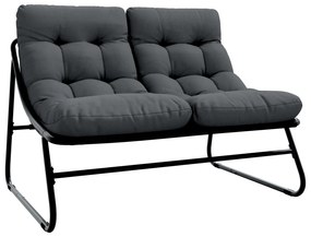 vidaXL Πάγκος Κήπου  με Μαξίλαρι Μαύρος 110x80x71 εκ. Ατσάλι