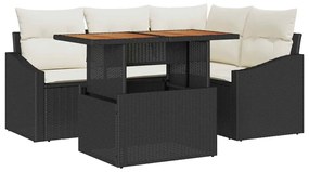 vidaXL Σετ Καναπέ Κήπου με αποθήκευση 5 pcs Μαύρο Πολυ ράταν