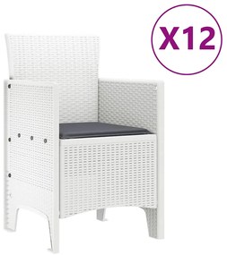vidaXL Σέτ φαγητού για κήπο 13 pcs Λευκό Rattan Polt