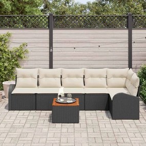 vidaXL Σετ Καναπέ Κήπου 7 pcs Μαύρος, λευκός