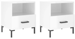 vidaXL Κομοδίνα 2 τεμ. Γυαλ. Λευκό 40x35x47,5 εκ. Επεξεργασμένο Ξύλο