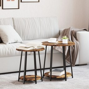 vidaXL Τραπέζι πλευράς 2 τμχ Καπνιστό Δρυς με Επεξεργασμένο Ξύλο και Μέταλλο