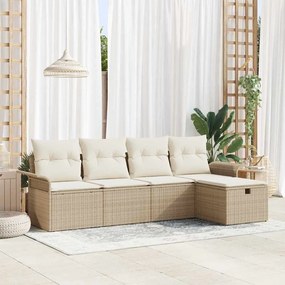 vidaXL Σετ Καναπέ Κήπου 5 pcs μπεζ και κρεμ 251 x 117 x 85 εκ.