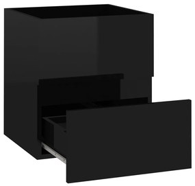 vidaXL Ντουλάπι Νιπτήρα Γυαλ. Μαύρο 41x38,5x45 εκ. Επεξεργασμένο Ξύλο