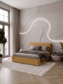 Επενδυμένο Κρεβάτι Bianco Grant-Μουσταρδί-140 x 200