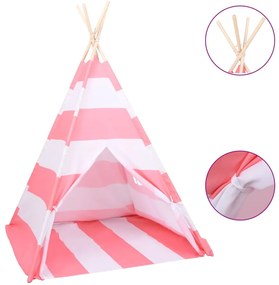 vidaXL Σκηνή Teepee Παιδική Ριγέ 120x120x150 εκ. Peach Skin με Σάκο