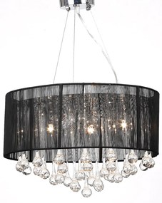 Φωτιστικό Οροφής Πολυέλαιος 3φωτο 85 Κρύσταλλοι Μαύρο