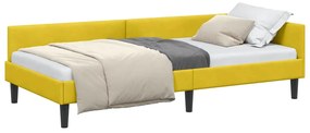 vidaXL Πλαϊνό Κρεβάτι Κίτρινο 90 x 190 cm Βελούδο και Στιβαρή ξυλεία