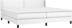 vidaXL Κρεβάτι Boxspring με Στρώμα Λευκό 200x200 εκ. Συνθετικό Δέρμα