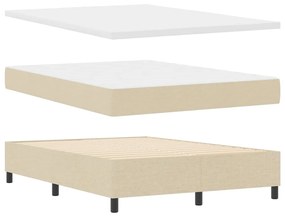 vidaXL LED Κρεβάτι με βάθρο με στρώμα Κρεμ 160 x 200 cm ύφασμα