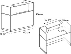 Γραφείο υποδοχής - reception Lemmon Megapap χρώμα λευκό 160x70x110εκ.