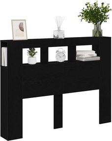 vidaXL LED κεφαλάρι με ράφι Μαύρη Οξυά 140 x 18,5 x 103,5 εκ