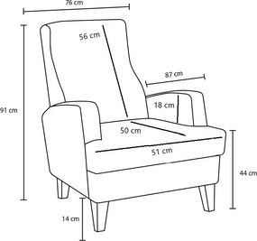 Πολυθρόνα Μπεζ ALY 87x76x91