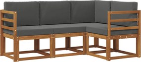 vidaXL Σειρά Καναπέ Εξωτερικού με μαξιλάρι 4 pcs Φυσικό και Ανθρακί