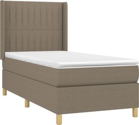 vidaXL Κρεβάτι Boxspring με Στρώμα Taupe 100 x 200 εκ. Υφασμάτινο