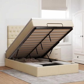 Οθωμανικό κρεβάτι με στρώμα Cream 120x200cm ύφασμα