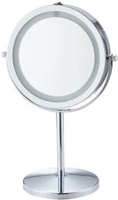 HOME USE επιτραπέζιος καθρέφτης HUH-0185 με LED φως, 1x/5x zoom, ασημί