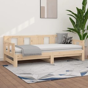 Καναπές Κρεβάτι Συρόμενος 2x(90x190) εκ. από Μασίφ Ξύλο Πεύκου - Καφέ