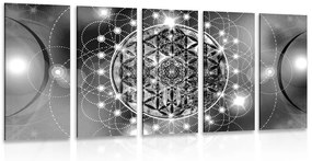 Εικόνα 5 τμημάτων μαγευτική Mandala σε ασπρόμαυρο