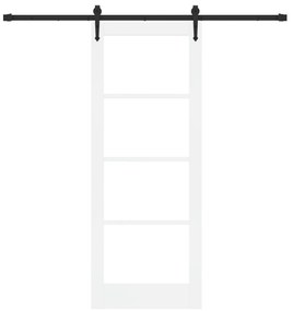 vidaXL Συρόμενη Πόρτα με Σετ Υλικών Λευκή 78x202 cm Συμπαγές Ξύλο Πεύκου