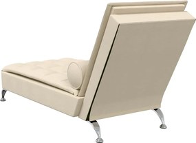 vidaXL Ανάκλιντρο Κρεμ Υφασμάτινο με Μαξιλάρι Στήριξης