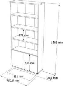 Βιβλιοθήκη Πεύκο Atlantic / Λευκό FR 75x26,8x168,3