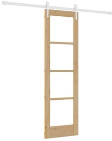 vidaXL Ολισθητή Πόρτα Καφέ 61 x 198.5 εκ. Ξύλο και μέταλλο