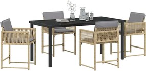 vidaXL Σέτ φαγητού για κήπο 5 pcs Μπεζ συνθετικό ρατάν