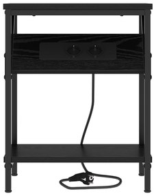 vidaXL Κομοδίνο Μαύρη δρυς 38 x 30 x 48 εκ. Επεξεργασμένο ξύλο