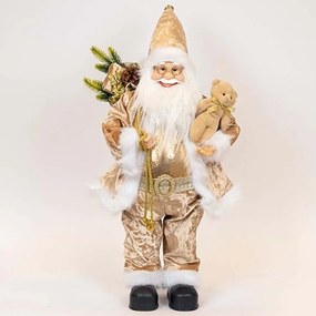 Χριστουγεννιάτικη Διακοσμητική Φιγούρα Αϊ Βασίλης Με Αρκουδάκι 600-47098 60cm Champagne