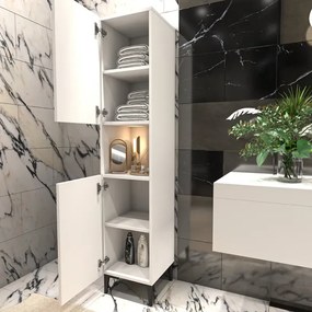 Stewehome Ντουλάπι Μπάνιου Στήλη Ξύλο λευκό MDF με Ράφια 172x33x30 cm