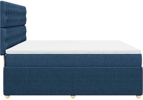 vidaXL Κρεβάτι Boxspring με Στρώμα Μπλε 180x200 εκ. Υφασμάτινο