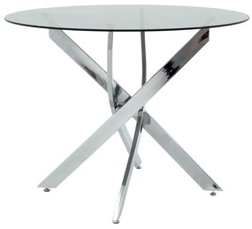 Antoro table glass and metal legs in chrome shade D80x75cm 80x80x75 εκ.