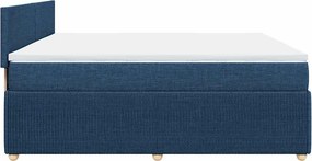 vidaXL Κρεβάτι Boxspring με Στρώμα Μπλε 200x200 εκ. Υφασμάτινο