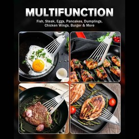 Σπάτουλα Ψαριού Τρυπητή Ανοξείδωτη με Σιλικόνη 33cm - Μπεζ