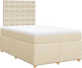 vidaXL Κρεβάτι Boxspring με Στρώμα Κρεμ 120x200 εκ. Υφασμάτινο
