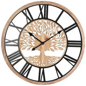 Ρολόι Τοίχου Δέντρο Ζωής 15-00-94267 Φ68x3,5cm Natural-Black Marhome Mdf, Metal