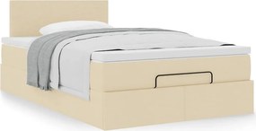 vidaXL Οθωμανικό κρεβάτι με στρώμα Cream 120x200cm ύφασμα