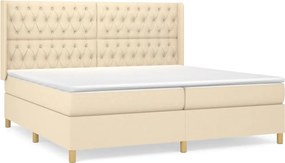 vidaXL Κρεβάτι Boxspring με Στρώμα Κρεμ 200x200 εκ. Υφασμάτινο