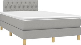 vidaXL Κρεβάτι Boxspring με Στρώμα &amp; LED Αν.Γκρι 120x190εκ. Υφασμάτινο