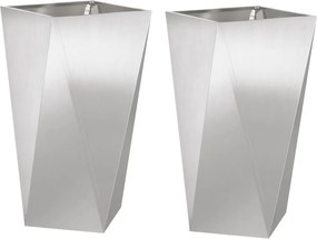 vidaXL Γλάστρα 2 pcs Ασημί 40 x 40 x 75 cm Ανοξείδωτο ατσάλι