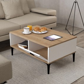 Τραπεζάκι Σαλονιού Sapphire Δρυς / Λευκό PAFAE 90x60x18
