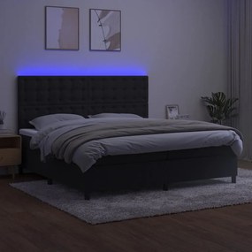 ΚΡΕΒΑΤΙ BOXSPRING ΜΕ ΣΤΡΩΜΑ &amp; LED ΜΑΥΡΟ 200X200 ΕΚ. ΒΕΛΟΥΔΙΝΟ 3136385