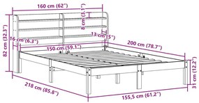 Σκελετός Κρεβ. Χωρίς Στρώμα Λευκό 150x200 εκ Μασίφ Πεύκο - Λευκό