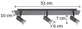 Επιτοίχιο σποτ από μέταλλο σε μαύρη απόχρωση (9078-3Φ-Μαύρο)