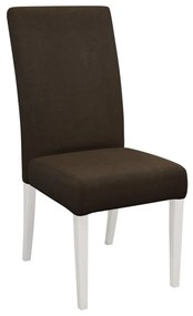 Καρέκλα Sparks 184, Άσπρο, Σκούρο καφέ, 105x45x42cm, Ταπισερί, Ξύλινα, Ξύλο, Ξύλο: Οξιά | Epipla1.gr